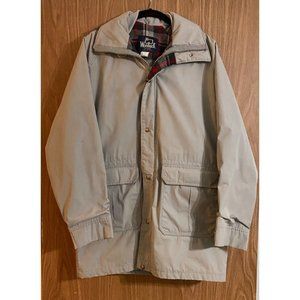 Vintage Woolrich Men's Gray Jacket - Plaid Wool Lined